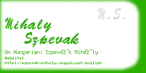 mihaly szpevak business card